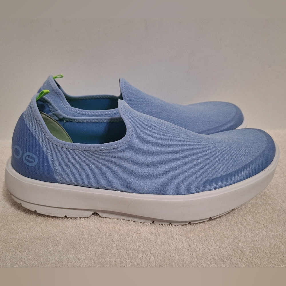 Oofos Oomg Eezee Recovery Low Blue Slip On Sneakers Womens Size 11